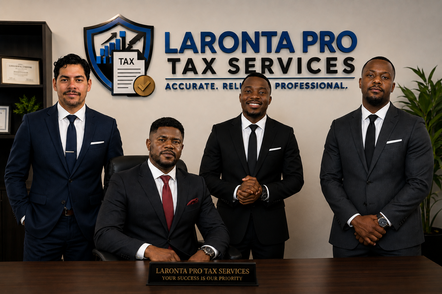 Laronta Pro Tax Services team at the office